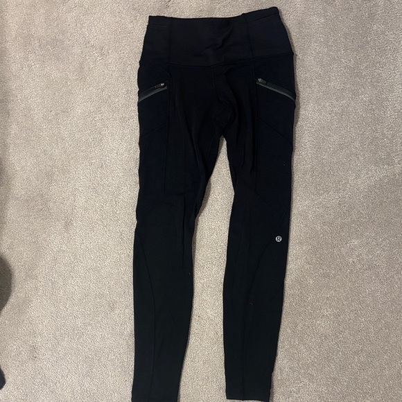 lululemon athletica Pants - lululemon Black Leggings with Zipper Detail